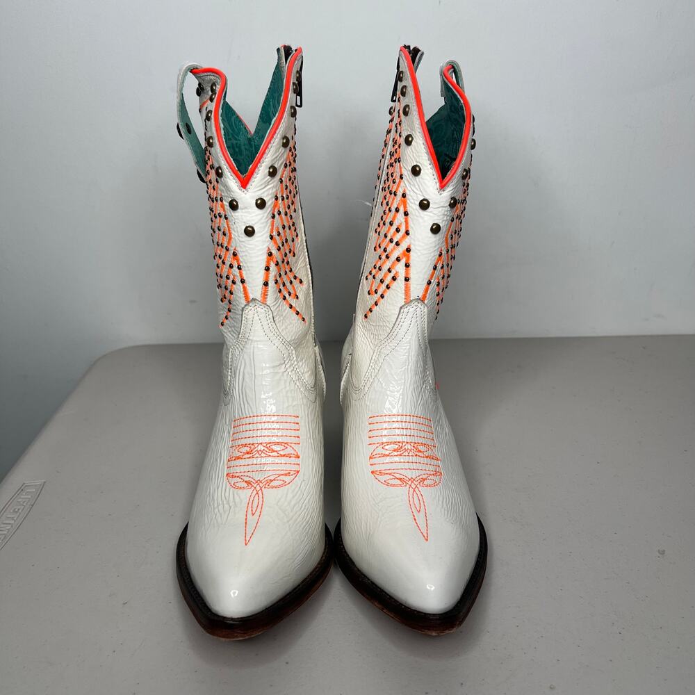 Corral White Neon Orange Cowboy Western Boots Size 39/8.5 - Picture 3 of 10